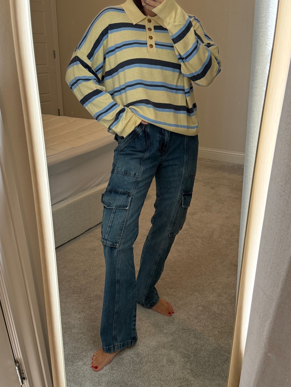 Frame Denim Cargo Straight-Leg Jeans in Dark Blue Wash